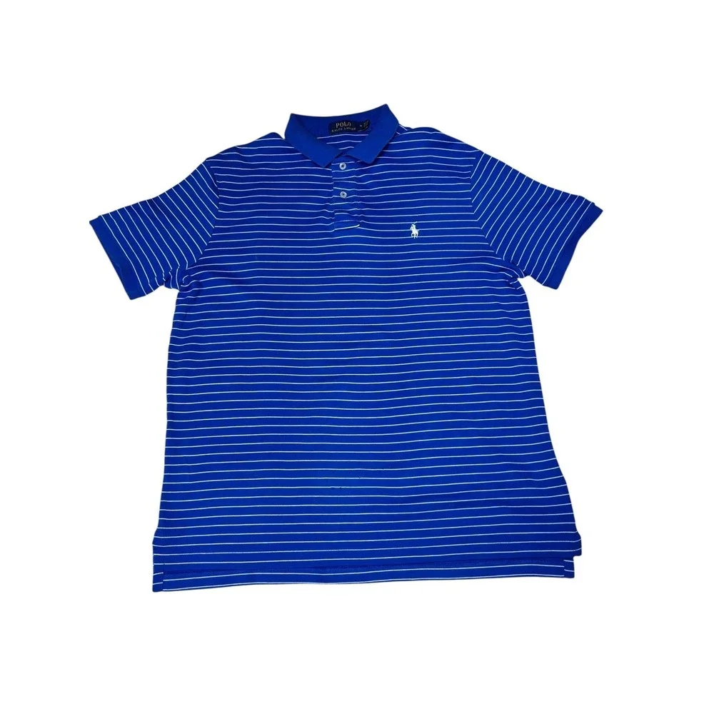 Polo‎ Ralph Lauren Men's Blue Striped Polo Shirt Casual Golf Preppy Medium